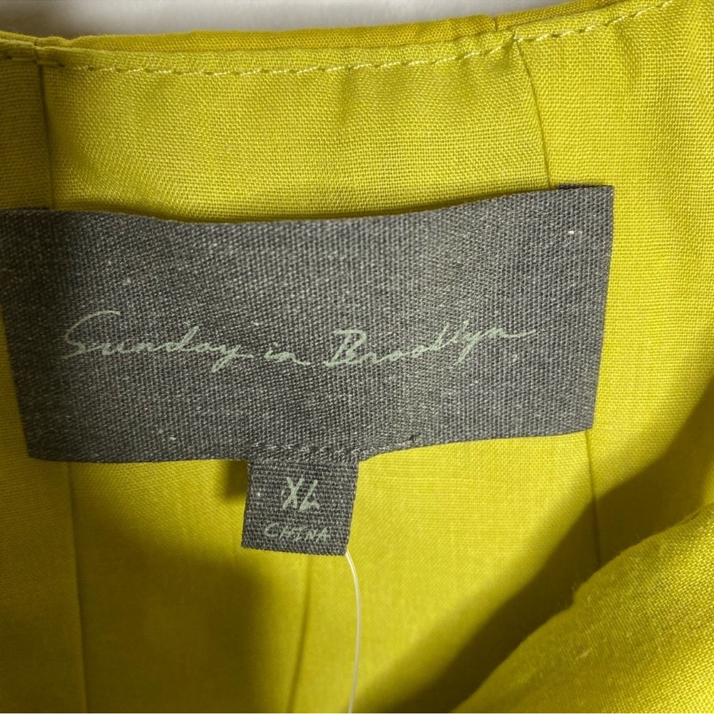 πͺ² NWT Anthropologie Sunday in Brooklyn chartreuse peplum ribbon XL tank top - Picture 6 of 10